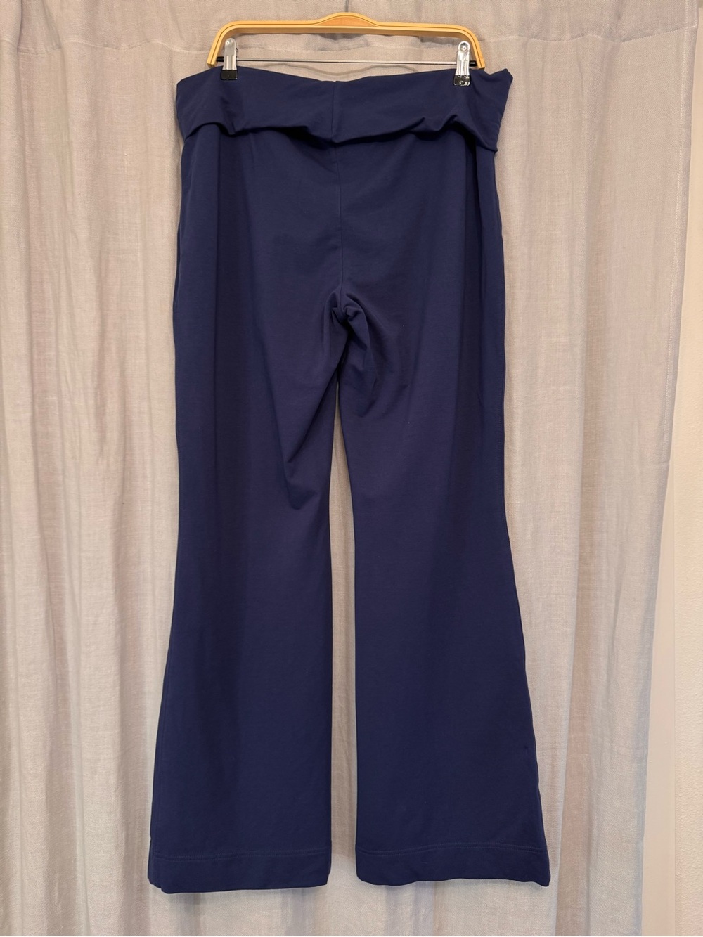 🔥 Susan Bristol Navy Blue Foldover Waist Yoga Pants XL - Picture 2 of 6